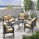 Outdoor 6 Seater Wicker Chat Set with Cushions - NH939903