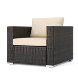 Outdoor 5 Seater Wicker Sofa Chat Set with Ottomans - NH179903