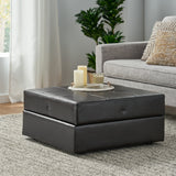 Brown Leather Storage Ottoman - NH376632