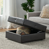 Brown Leather Storage Ottoman - NH376632