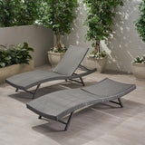 Outdoor Gray Wicker Chaise Lounge - NH506403