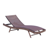 Outdoor Brown Mesh Chaise Lounge Chair - NH255592