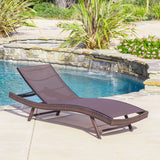 Outdoor Brown Mesh Chaise Lounge Chair - NH255592