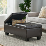 Rectangle Double Flip Leather Storage Ottoman Coffee Table - NH453832