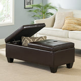 Rectangle Double Flip Leather Storage Ottoman Coffee Table - NH453832