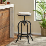 Industrial Design Adjustable Swivel Iron Bar Stool in Beige Linen - NH719832