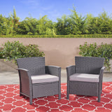 Outdoor Wicker Club Chairs with Water-Resistant Cushions (Set of 2) - NH643503