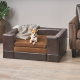 Contemporary Leather Cushioned Frame Dog Bed - NH861592