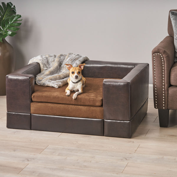 Contemporary Leather Cushioned Frame Dog Bed - NH861592