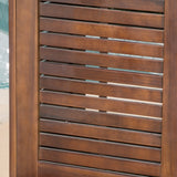 Rustic Outdoor Slatted Rich Mahogany Acacia Wood Bar with Shelves - NH625692