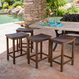 Outdoor Mahogany Brown Finish Acacia Wood Counter Stools - NH500403