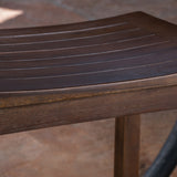 Outdoor Mahogany Brown Finish Acacia Wood Counter Stools - NH500403