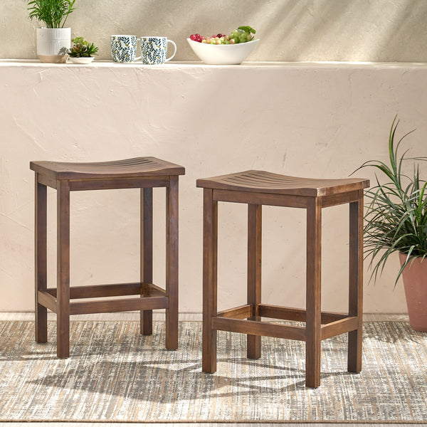 Brown Mahogany 24-Inch Counter Stools (Set of 2) - NH902592