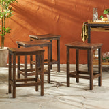 Outdoor Mahogany Brown Finish Acacia Wood Counter Stools - NH500403