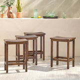 Outdoor Mahogany Brown Finish Acacia Wood Counter Stools - NH500403