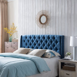 Winged King/ Cal King Tufted Fabric Headboard - NH868003