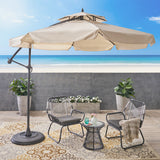 Outdoor Beige Cantilever Patio Umbrella & Base - NH934592