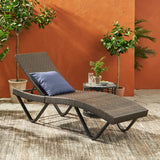 Outdoor Gray Wicker Adjustable Chaise Lounge - NH881692