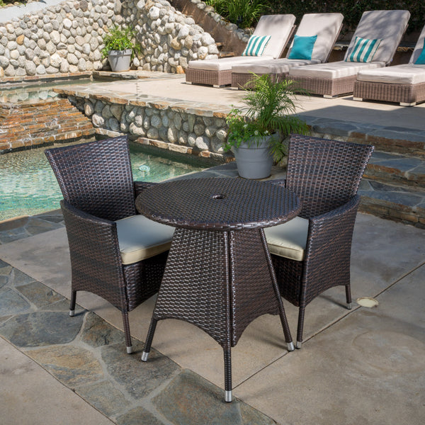 Outdoor 3pc Multibrown Wicker Bistro Set - NH058592