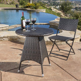 Outdoor Contemporary Multi Brown Polyethylene Round Bistro Table - NH615692