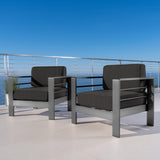 Outdoor Gray Aluminum Club Chairs with Water Resistant Cushions - NH597103