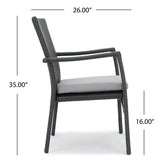 Outdoor Grey Wicker Dining Chair with Cushions (Set of 2) - NH891003