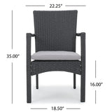 Outdoor Grey Wicker Dining Chair with Cushions (Set of 2) - NH891003