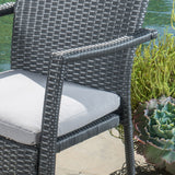 Outdoor 5 Piece Grey Wicker Dining Set with Cushions - NH202003