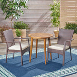 Outdoor 3 Piece Wood  and Wicker Bistro Set - NH872503