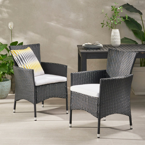 Outdoor Wicker Dining Chairs with Water Resistant Cushions - Set of 2 - NH203303