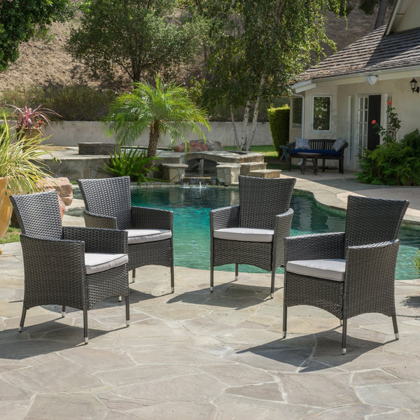 Outdoor PE Wicker Dining Chairs w/ Cushions - NH511692