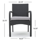 Outdoor Grey Wicker Dining Chairs with Cushions (Set of 2) - NH302003