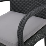 Outdoor Grey Wicker Dining Chairs with Cushions (Set of 2) - NH302003