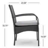 Outdoor Grey Wicker Dining Chairs with Cushions (Set of 2) - NH302003