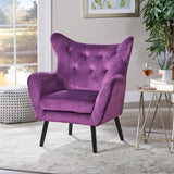 Velvet Tufted Wingback Armchair - NH485303