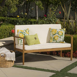 Outdoor Finished Acacia Wood Bench with Water Resistant Fabric Cushion - NH871103