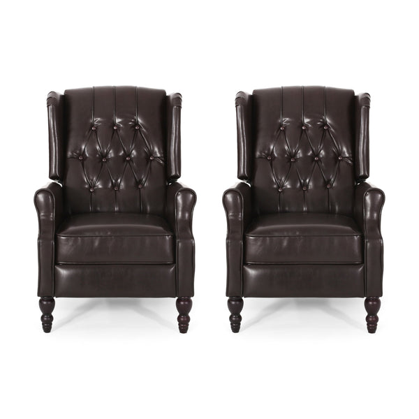 Contemporary Tufted Bonded Leather Recliner (Set of 2) - NH062213