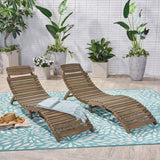 Outdoor Gray Acacia Wood Foldable Chaise Lounge - NH650503