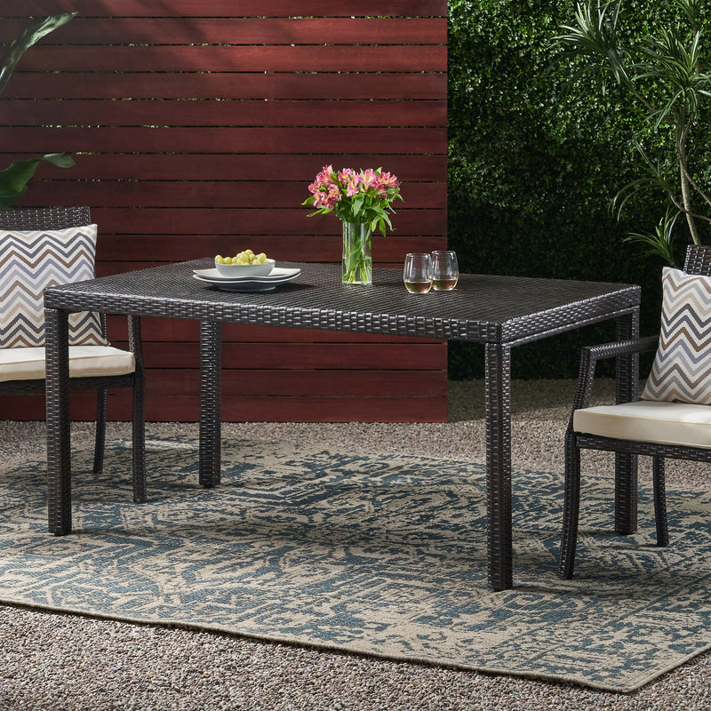 Outdoor Multibrown Wicker Rectangular Dining Table - NH872003