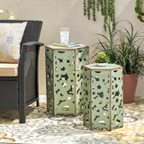 Outdoor Hexagonal Antique Orange Iron Accent Tables (Set of 2) - NH776692