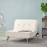 Contemporary Ivory Fabric Click Clack Chair/Ottoman - NH768892