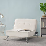 Contemporary Ivory Fabric Click Clack Chair/Ottoman - NH868892