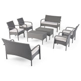 Outdoor 8 Seater Wicker Chat Set with Cushions - NH409903