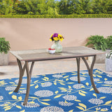 Outdoor Acacia Wood Rectangular Dining Table, Gray - NH290503