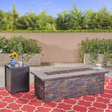 Outdoor Light Weight Rectangular Fire Pit, Natural Stone - NH714503