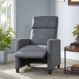 Contemporary Upholstered Pillow Top Gray Fabric Push Back Recliner - NH806692