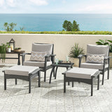 Outdoor 5-piece Grey Wicker Seating Set with Cushions - NH037692