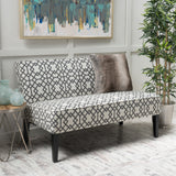 Grey Geometric Patterned Fabric Settee - NH747992