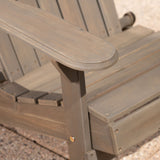 Outdoor 5 Piece Acacia Wood/ Light Weight Concrete Adirondack Chair Set with Fire Pit - NH313403