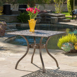 Traditional Outdoor Bronze Cast Aluminum Dining Table w/ Umbrella Hole - NH591892